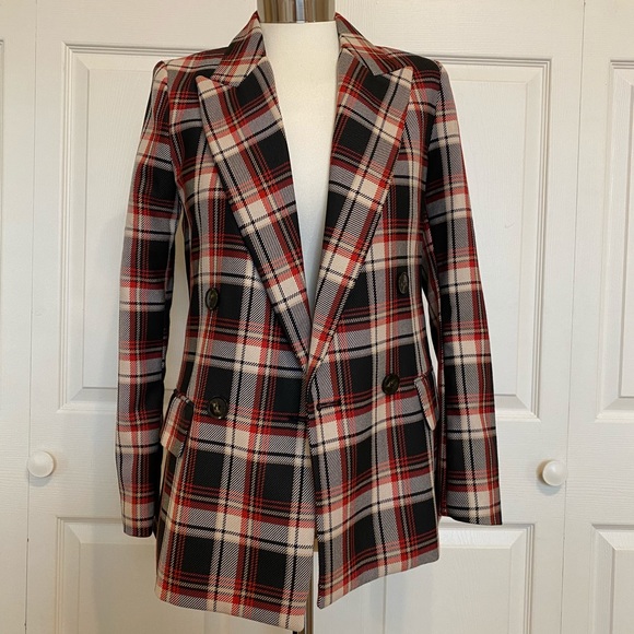 H&M Plaid Double Breasted Blazer